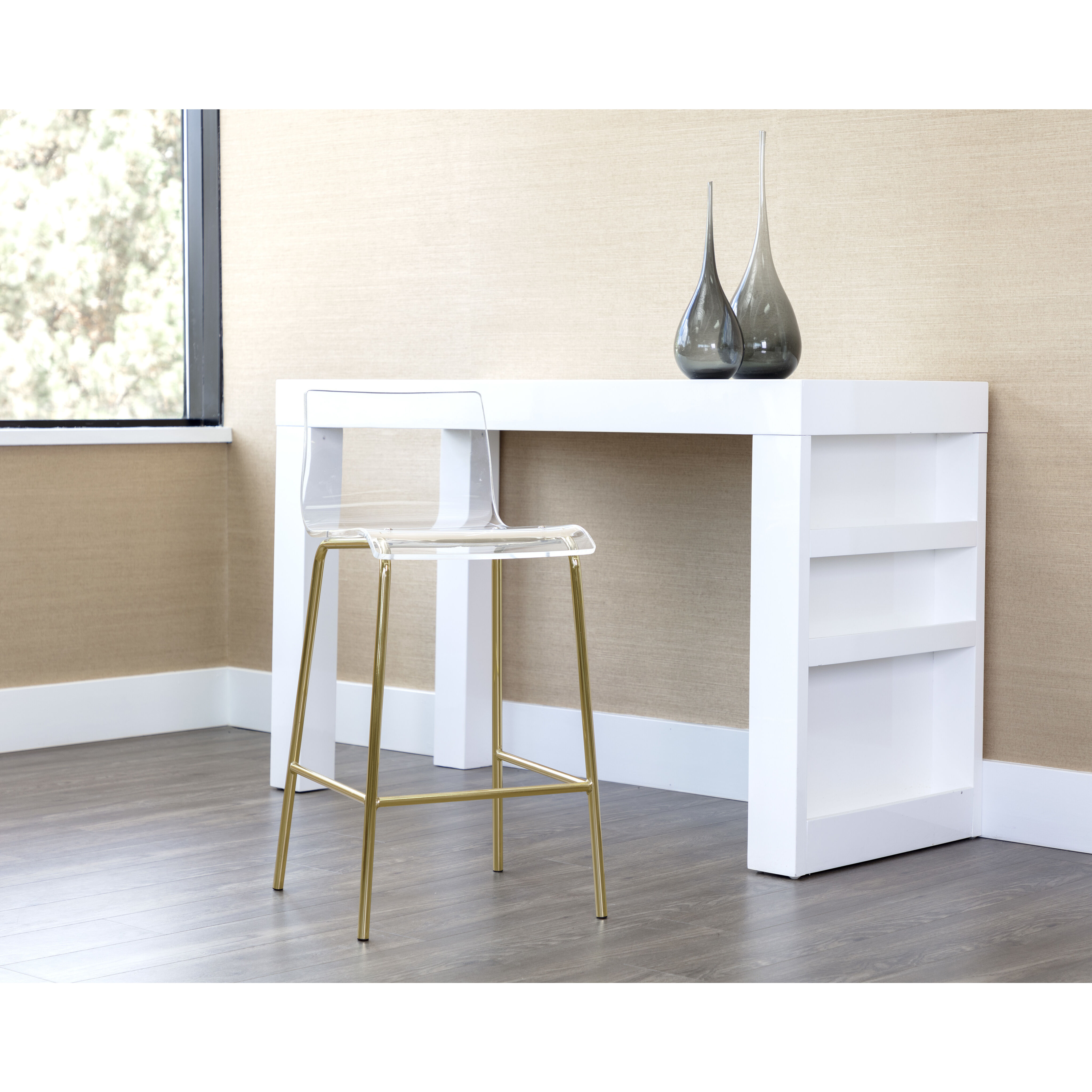 Ria 34.75 inch Clear / Gold Counter Stool